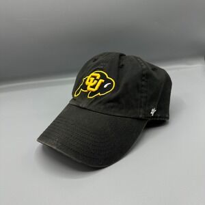 47 Brand Colorado Buffaloes Hat Mens Black Yellow CU Logo Strapback Dad Cap